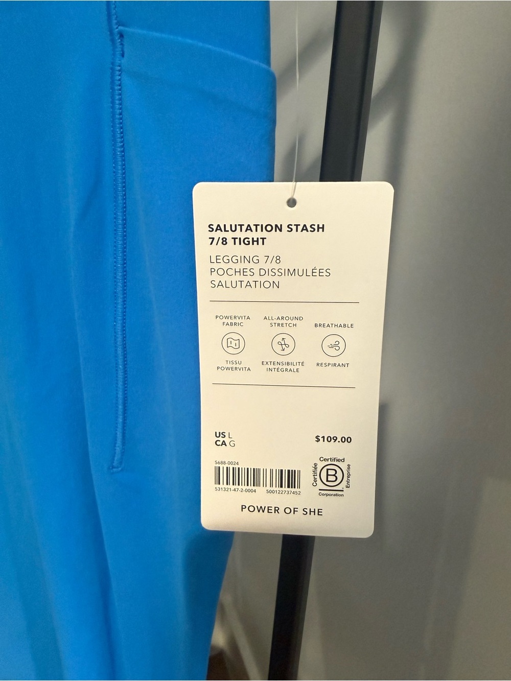 Athleta Bright Blue Capri Leggings with Side Pockets - Picture 2 of 3